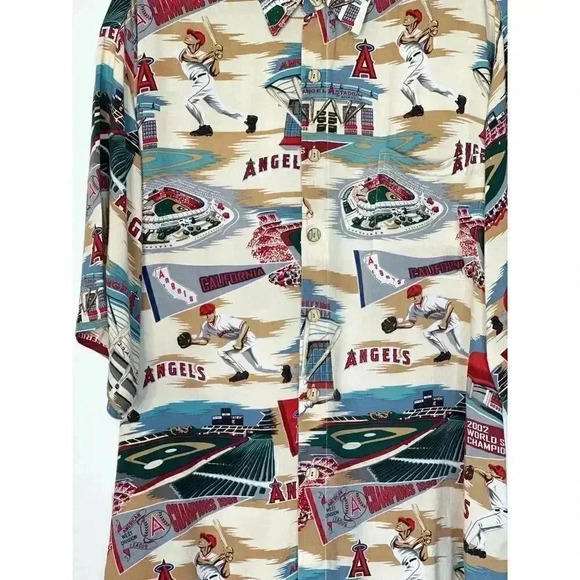 Reyn Spooner Anaheim Angels MLB 2002 World Series Hawaiian Shirt XXL Rayon - Picture 4 of 8